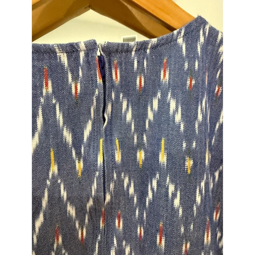 Mata Traders Womens Blue Ikat Cotton Fit and Flare Dress Short Sleeve Pockets M - Picture 4 of 6